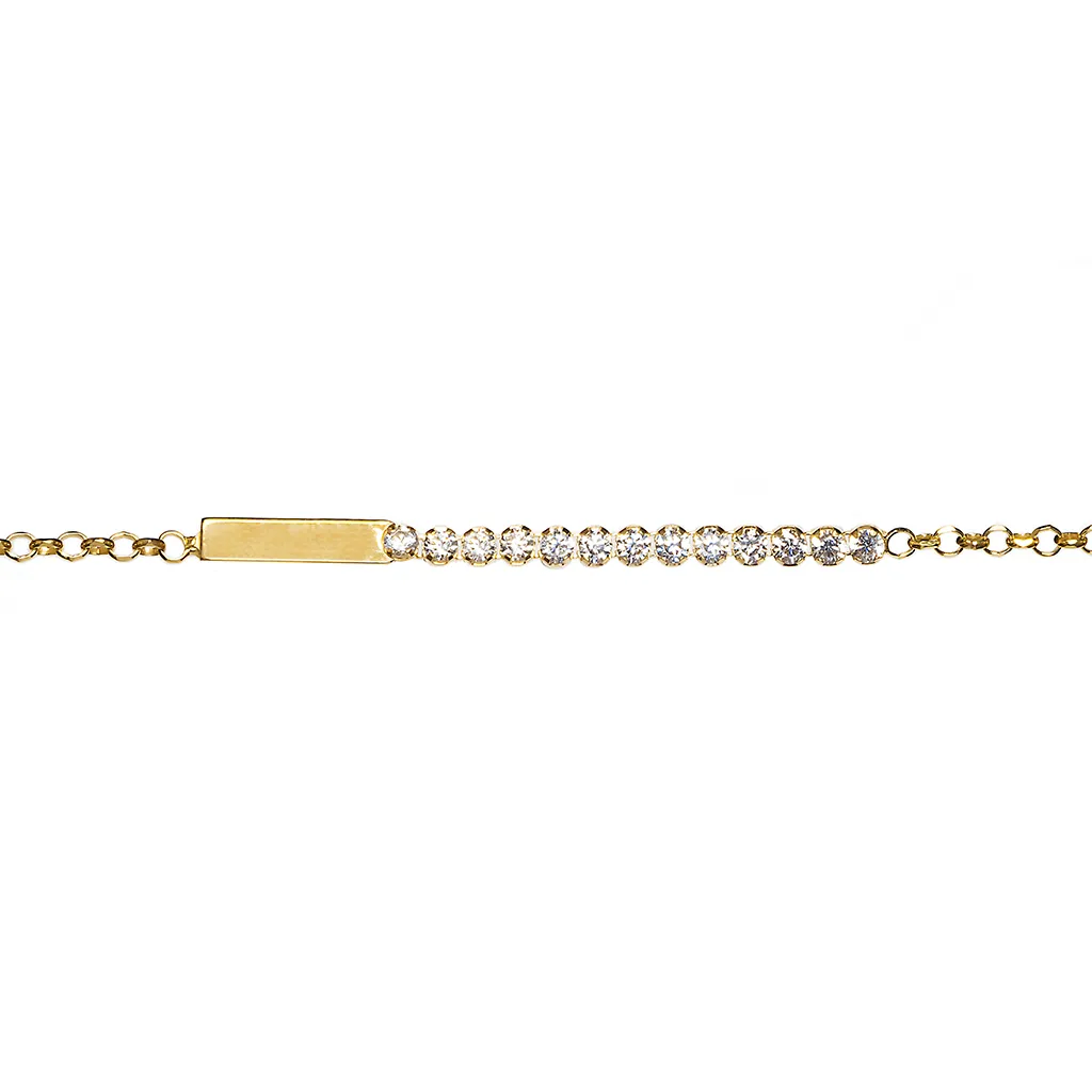 Pulsera plata 925 placa 3x11mm con circonitas