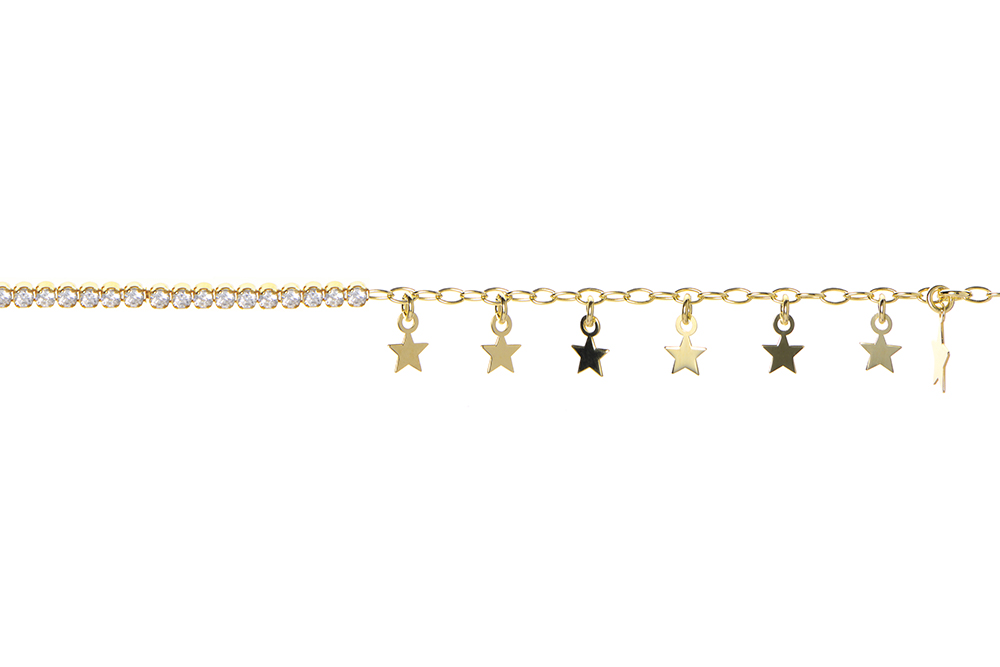 [14203P152ZBL] Pulsera plata 925 estrella con zirconitas (Oro)