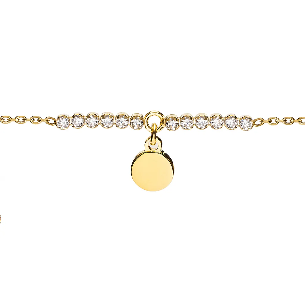 Pulsera plata 925 placa redonda 7mm con circonitas