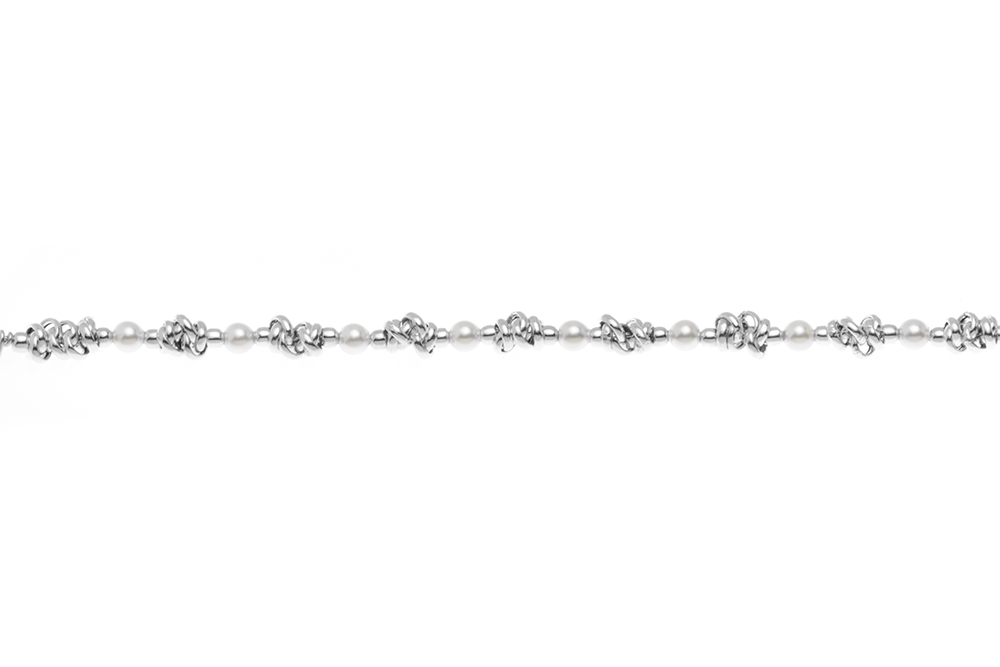 Pulsera plata 925 nudos con perlas 3mm