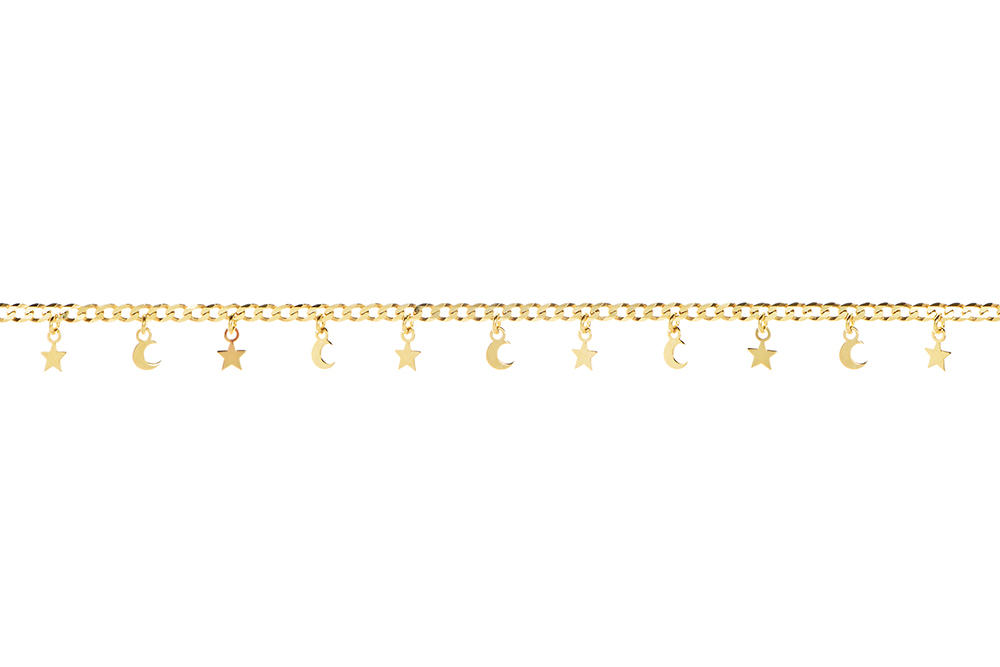 Pulsera plata 925 barbada estrellas y lunas