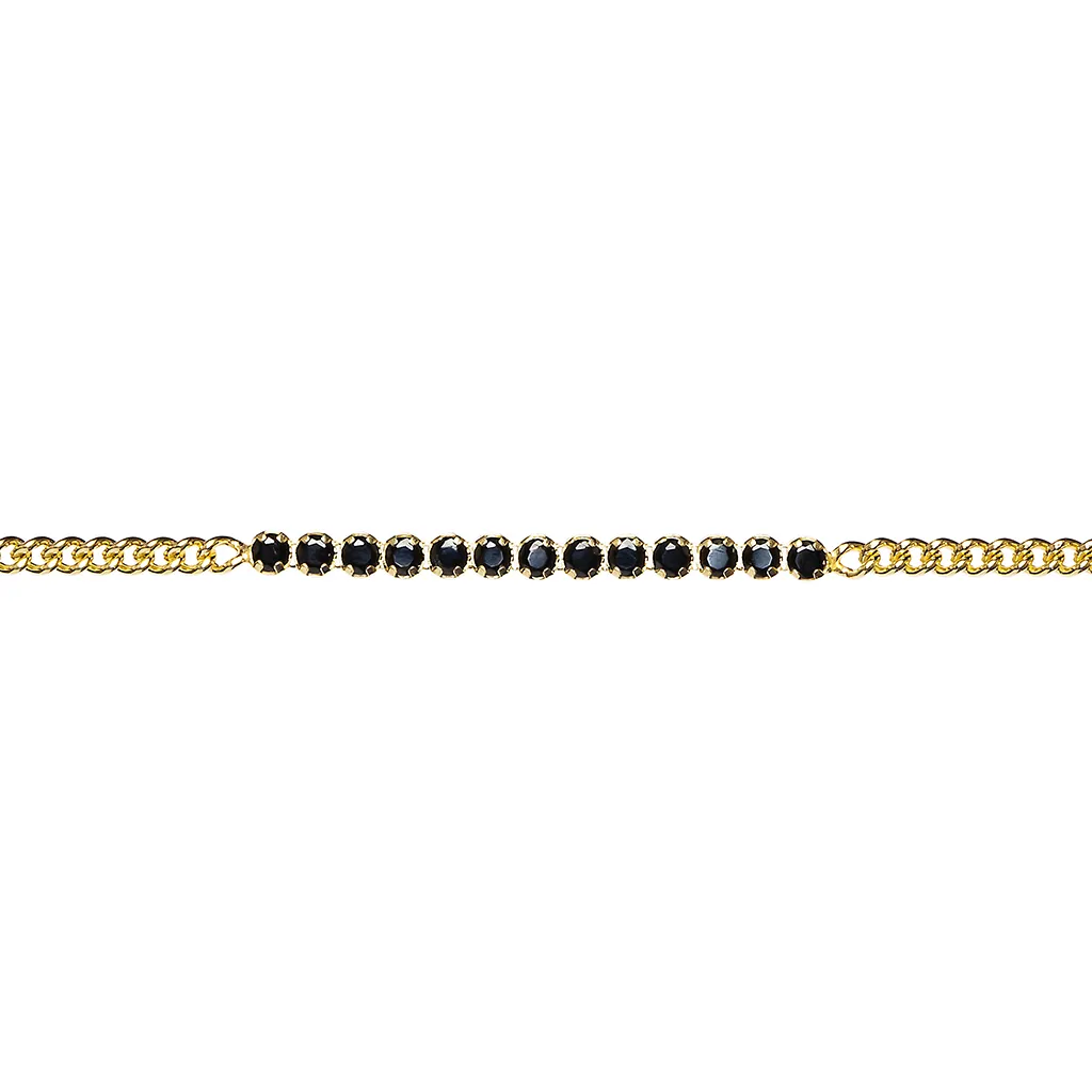 Pulsera plata 925 cadena barbada con circonitas