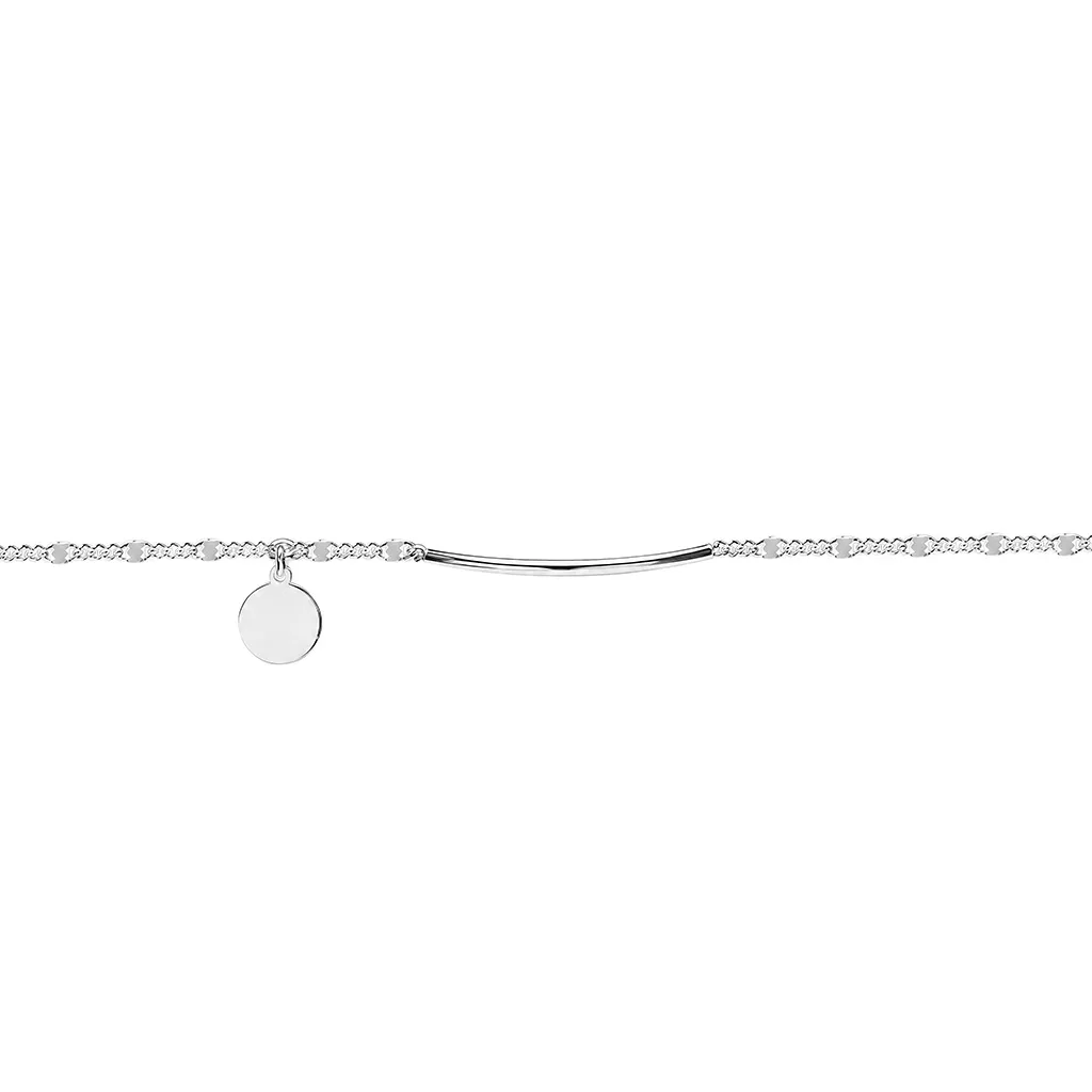 Pulsera plata 925 tubo curvado con placa 9mm
