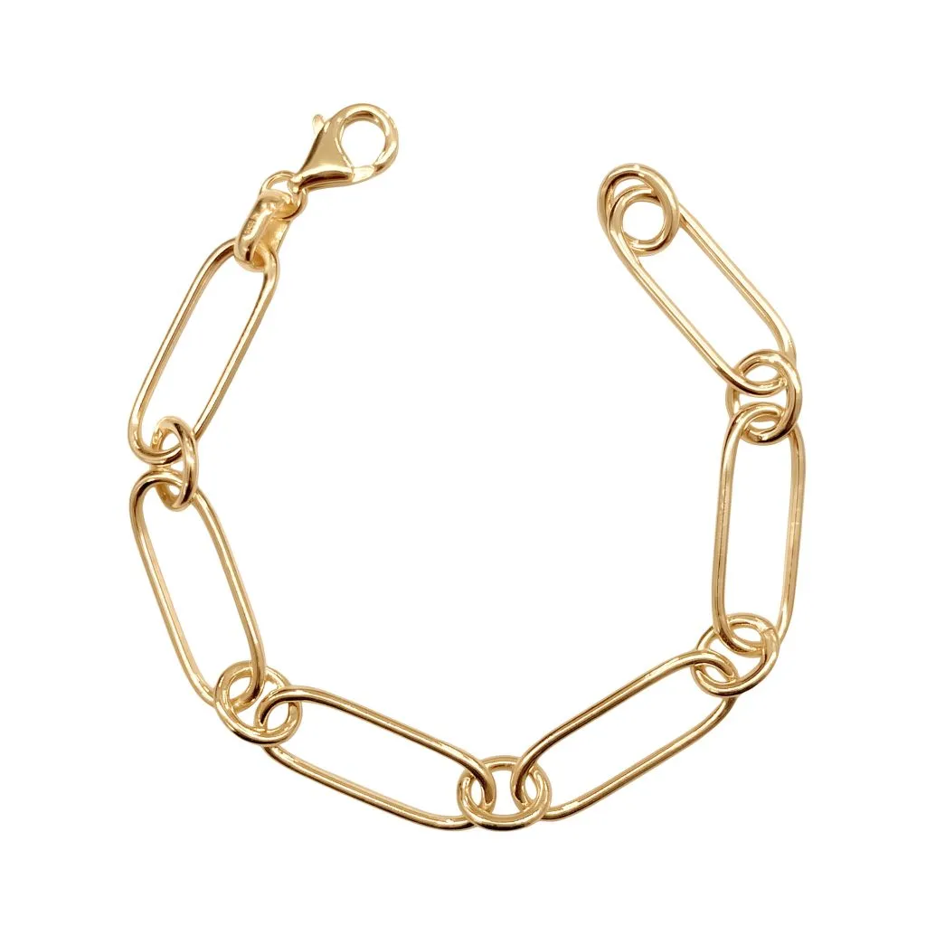 Sterling silver rectangle link chain bracelet