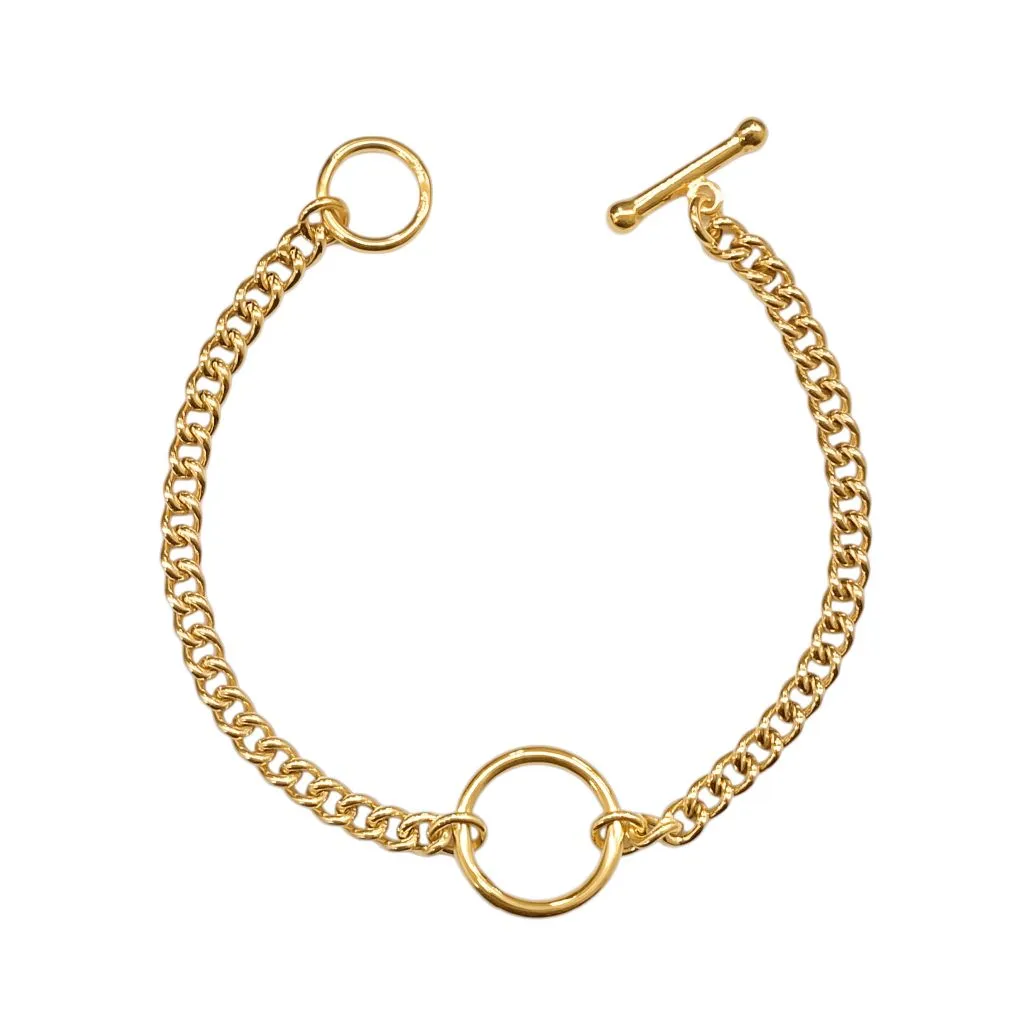 Pulsera plata 925 hueca barbada con circulo