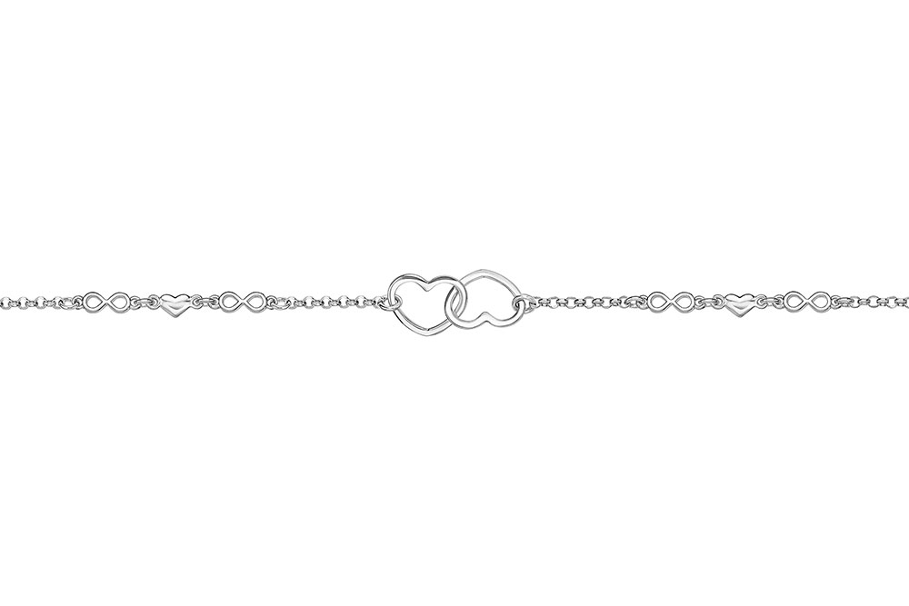Pulsera plata 925 corazones y infinitos