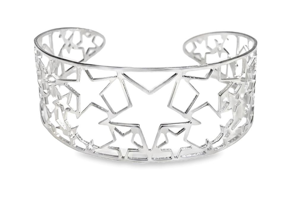 Sterling silver stars  draft bangle bracelet