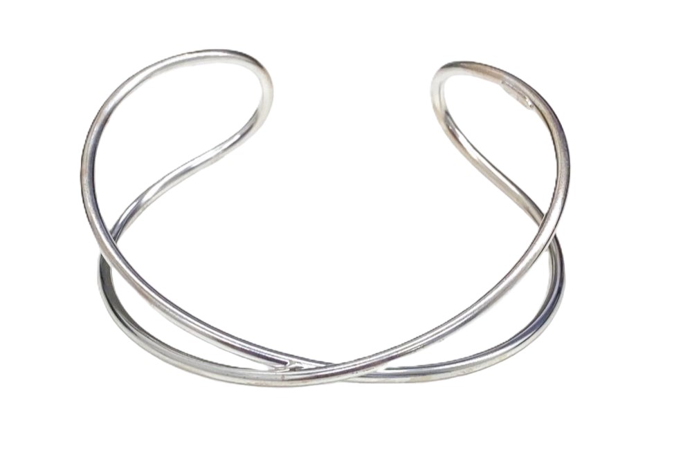 Sterling silver crossover bangle bracelet