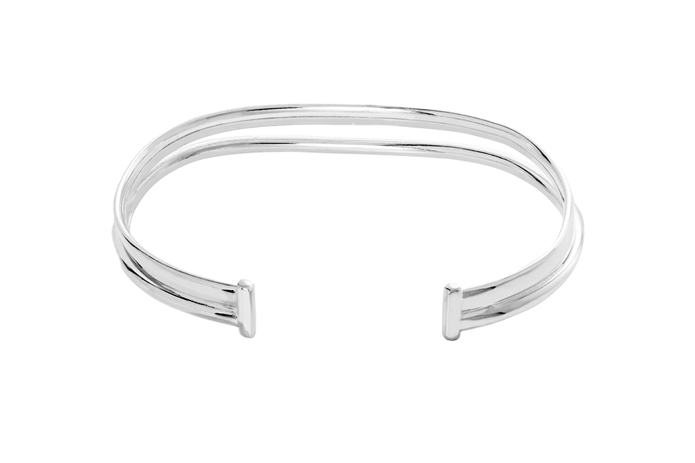 Sterling silver wire narrow cuff bangle bracelet