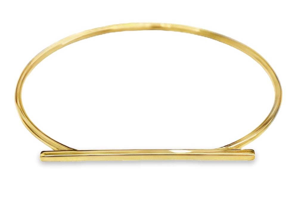 Sterling silver straight rectangle bar bangle bracelet