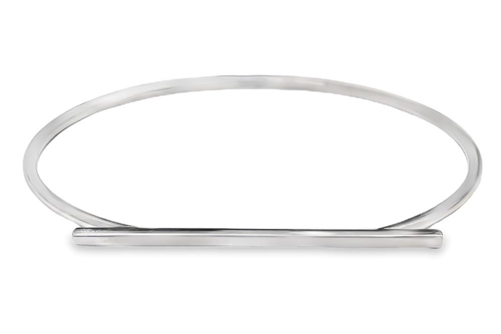 Sterling silver straight rectangle bar bangle bracelet