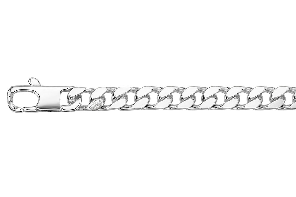 Sterling silver diamond cut beveled curb chain bracelet