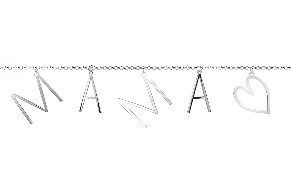 Sterling silver mama heart  bracelet