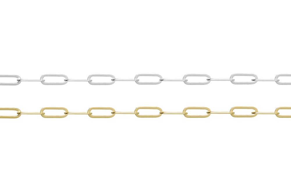 [15263B1800PL] Sterling silver rectangle link chain sterling silver (Sterling silver)