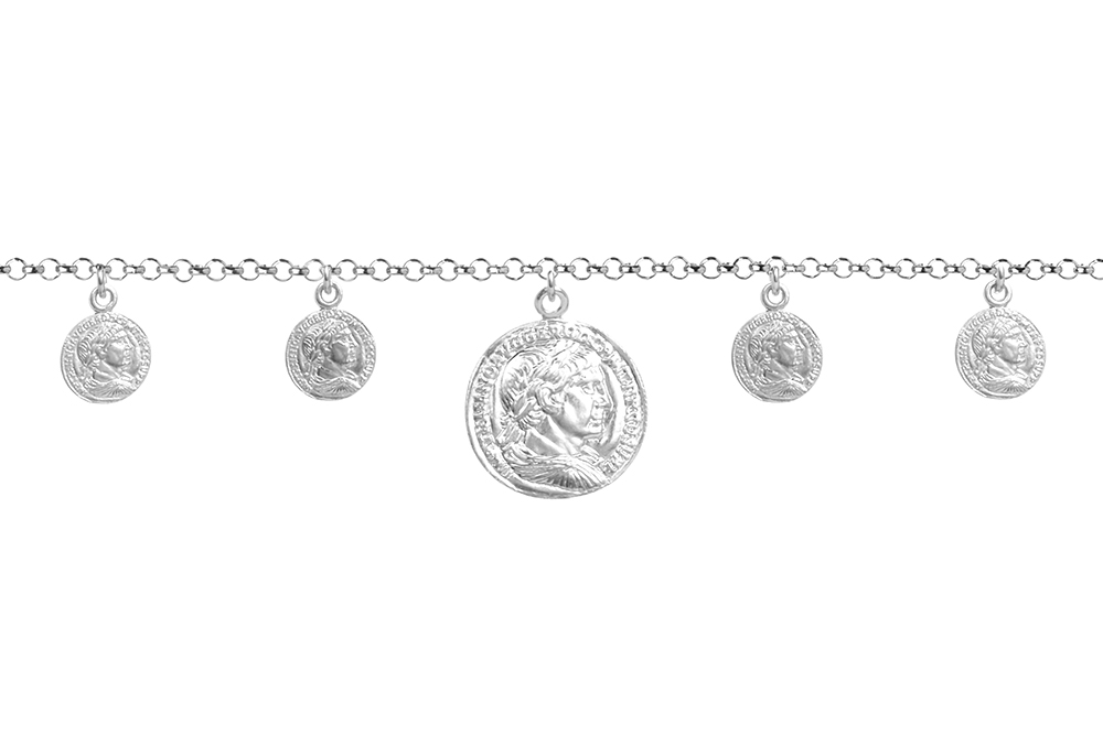 [15370B16E3PL] Pulsera plata 925 5 monedas romanas (Plata)