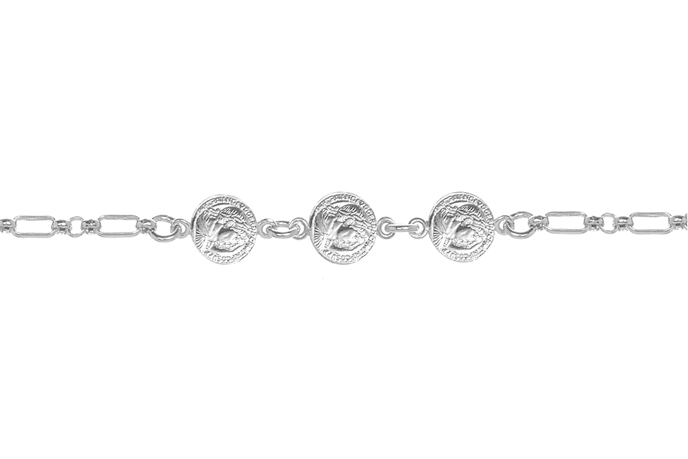 [15371B16E3PL] Pulsera plata 925 3 monedas romanas (Plata)