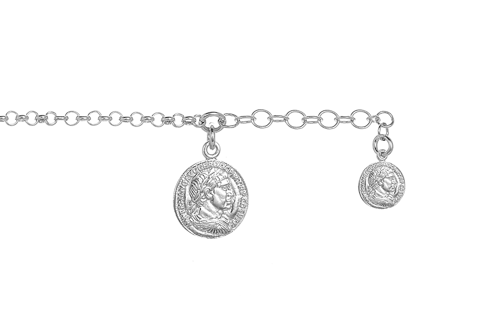 [15372B16E3PL] Pulsera plata 925 moneda romana (Plata)
