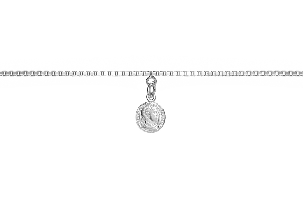 [15375B15E3PL] Pulsera plata 925 moneda romana 8mm (Plata)