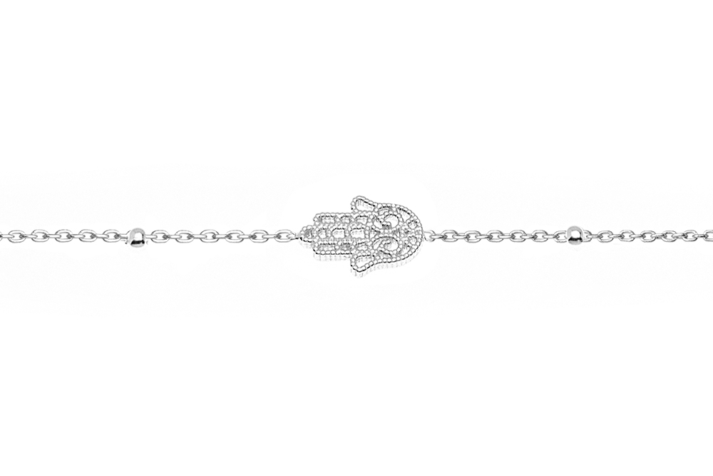 [15415B16E3PL] Sterling silver hand of fatima bracelet (Sterling silver)