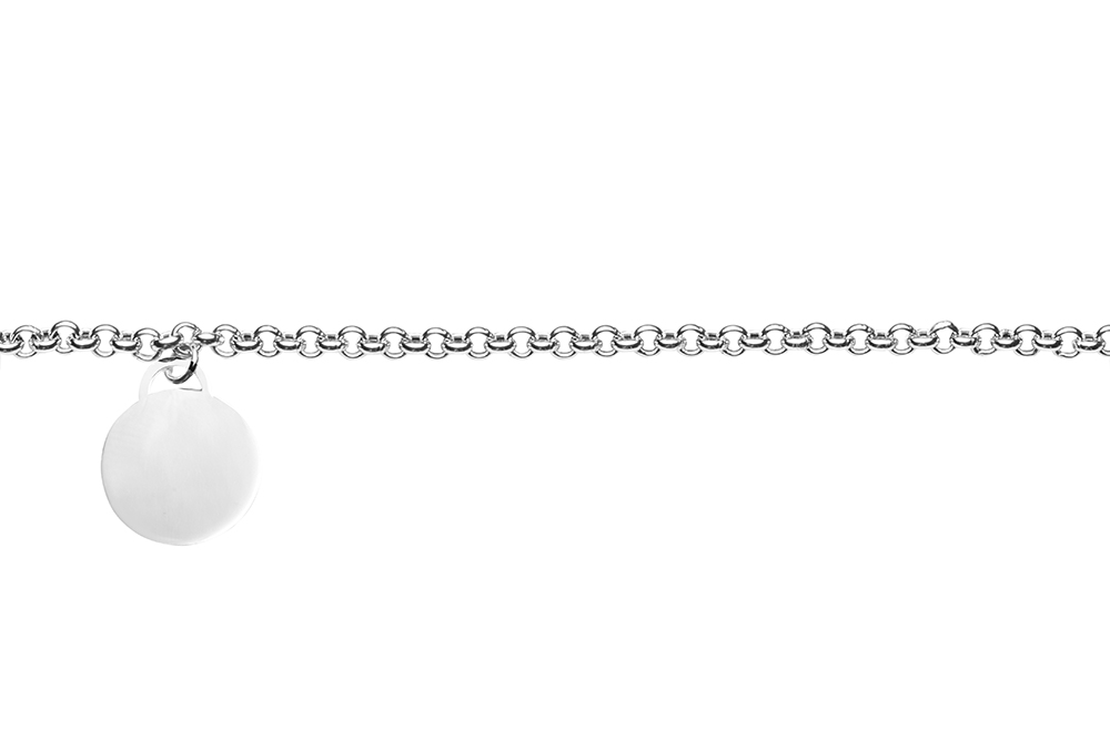 [15424B1800PL] Pulsera plata 925 placa redonda (Plata)