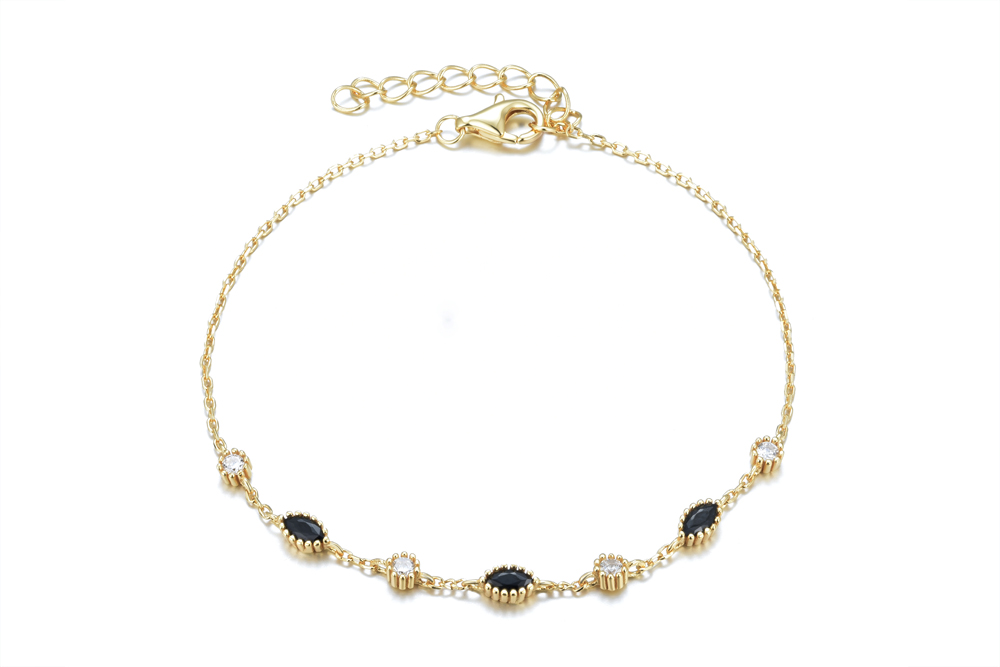 Pulsera plata 925 zirconita marquesa 3x5mm intercalada con blanca 3mm