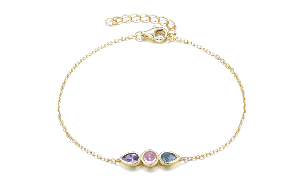 Pulsera plata 925 zirconita 5mm y 2 zirconitas pera 4x6mm