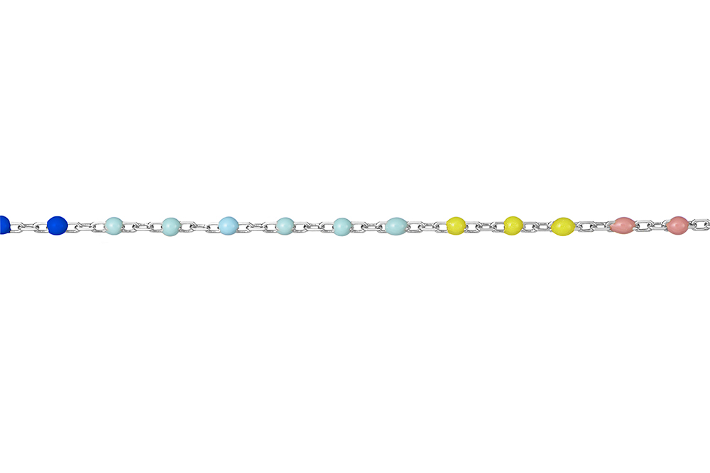 [15552B16E3EMXPL] Sterling silver enamel beads bracelet (Sterling silver)