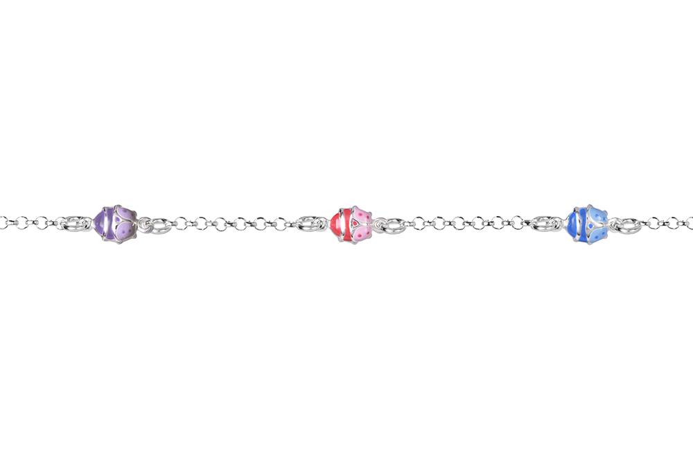 Sterling silver enamel ladybug kid´s bracelet