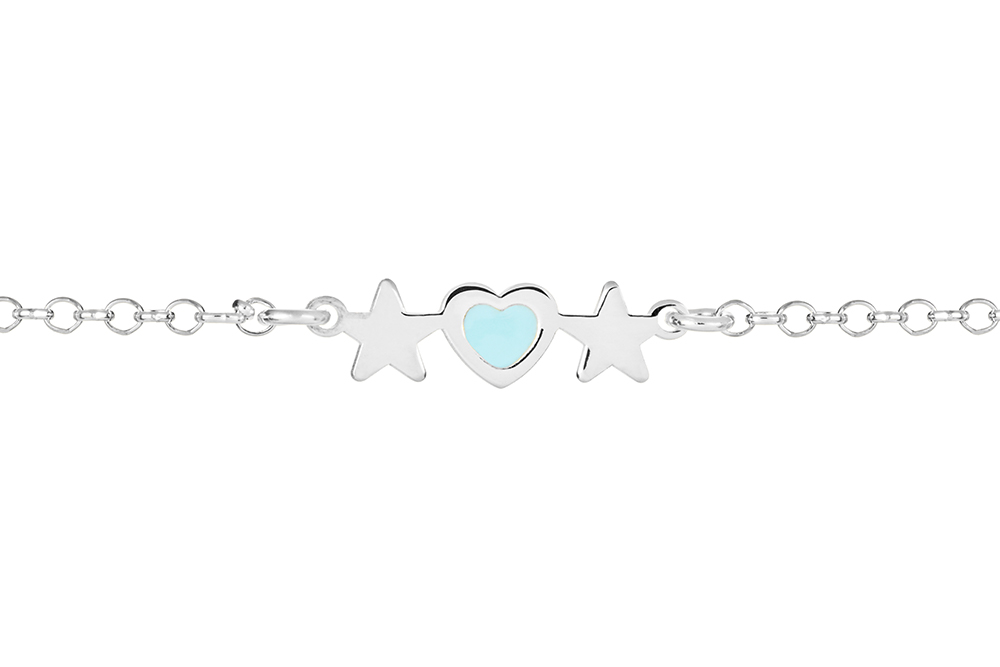 Sterling silver star heart enamel bracelet