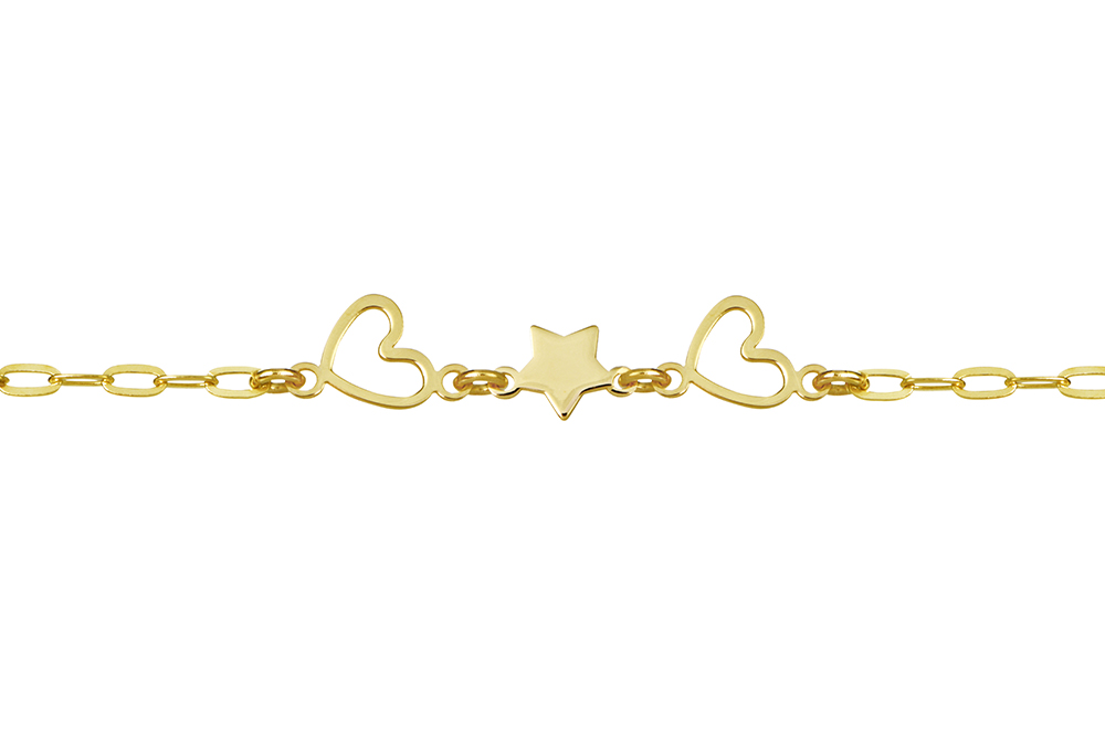 Pulsera plata 925 corazones y estrella