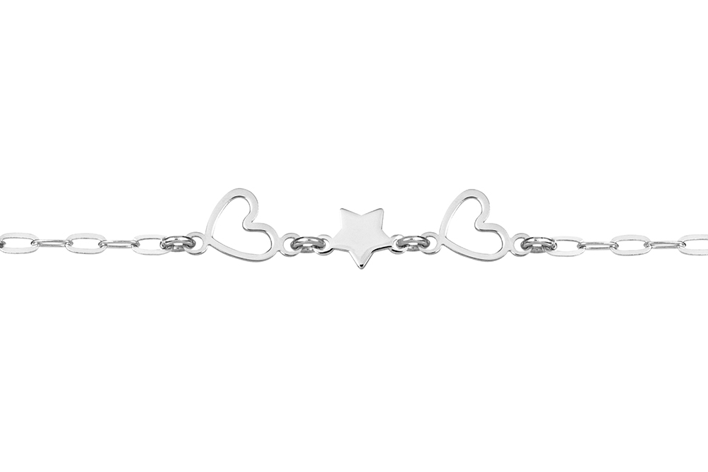 Pulsera plata 925 corazones y estrella