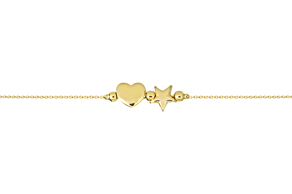 Sterling silver heart & star bracelet