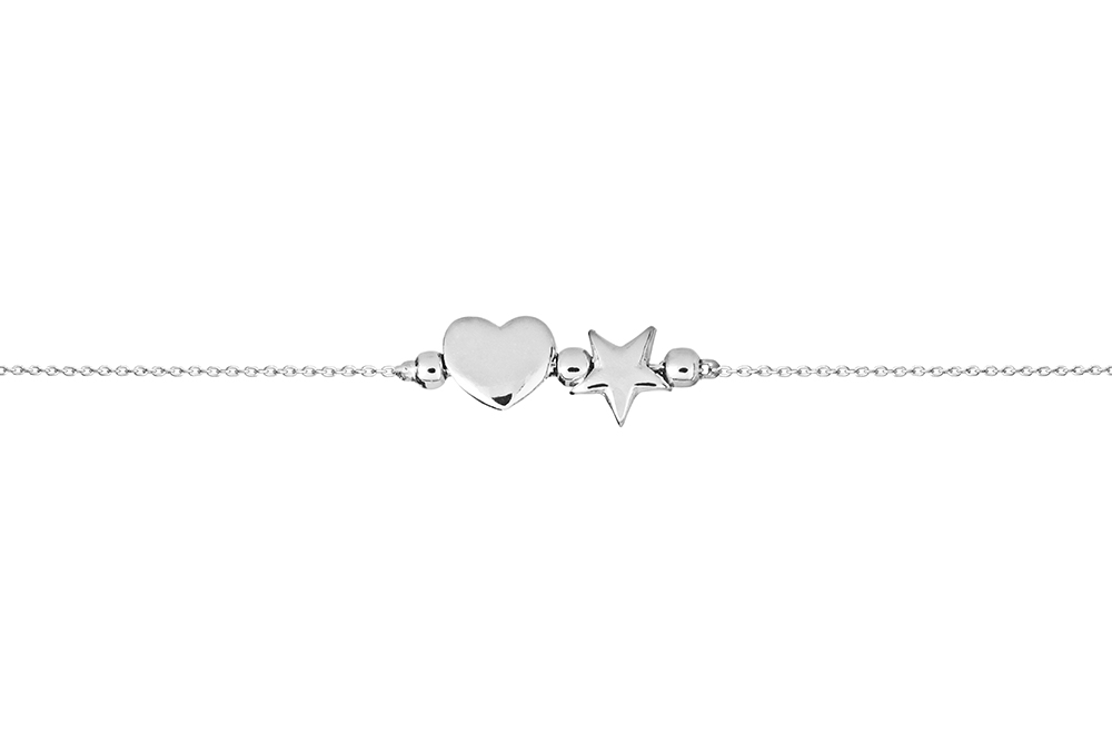 Sterling silver heart & star bracelet
