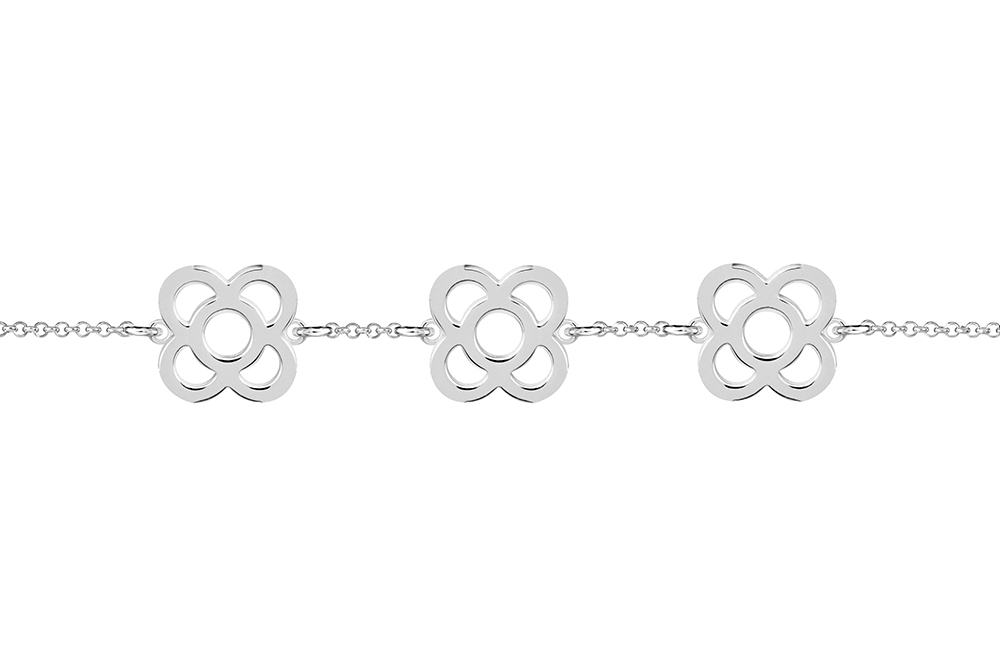 [15634B16E3PL] Sterling silver three barcelona flower bracelet (Sterling silver)