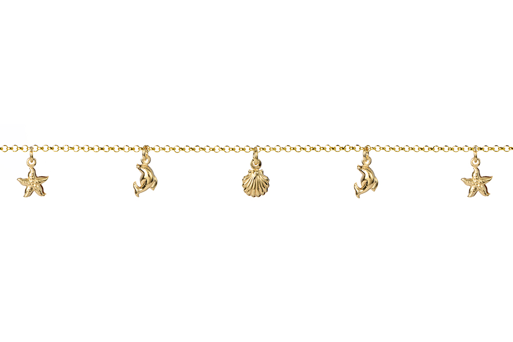 Pulsera plata 925 estrella delfin concha