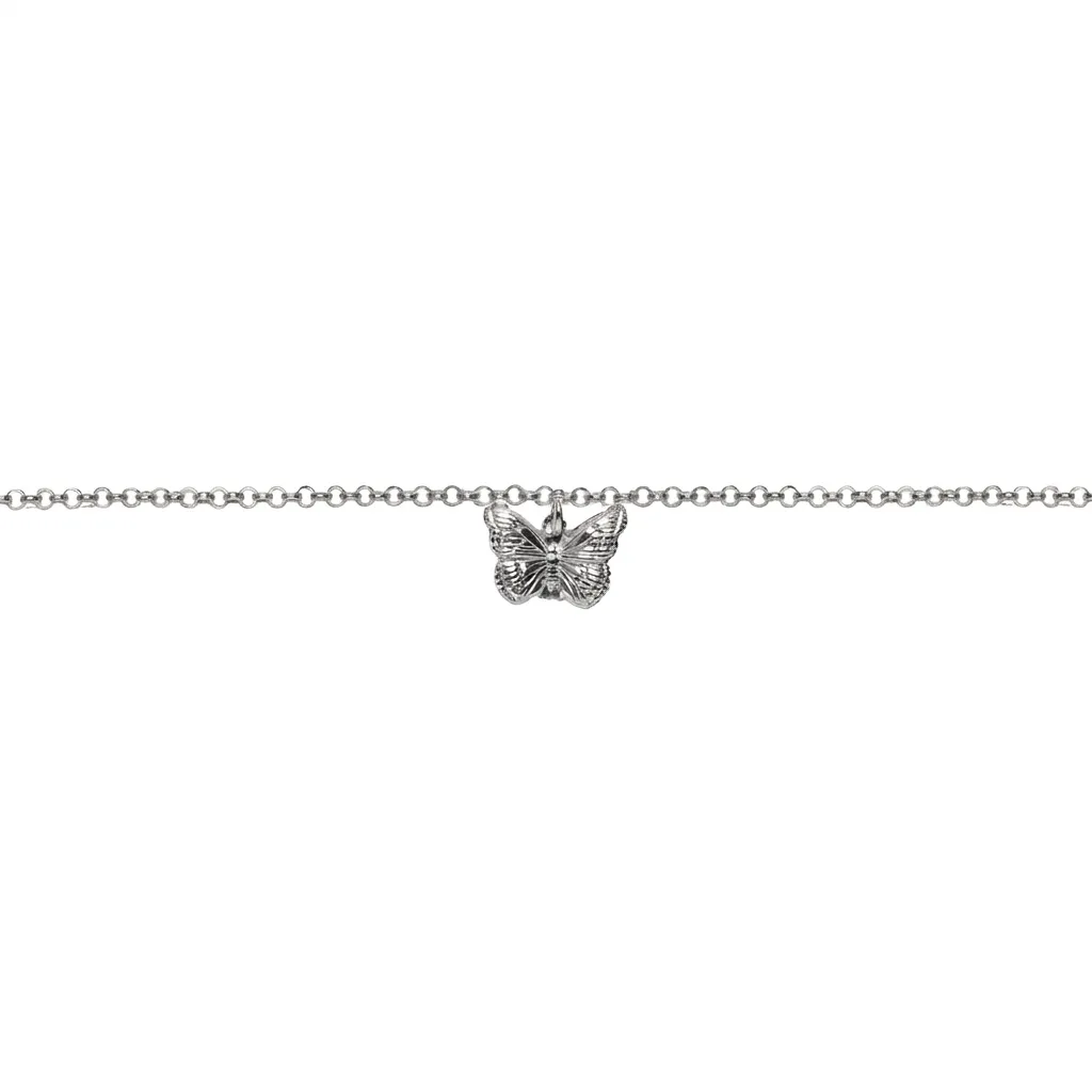 [15640A20E5PL] Tobillera plata 925 mariposa 9x12mm (Plata)