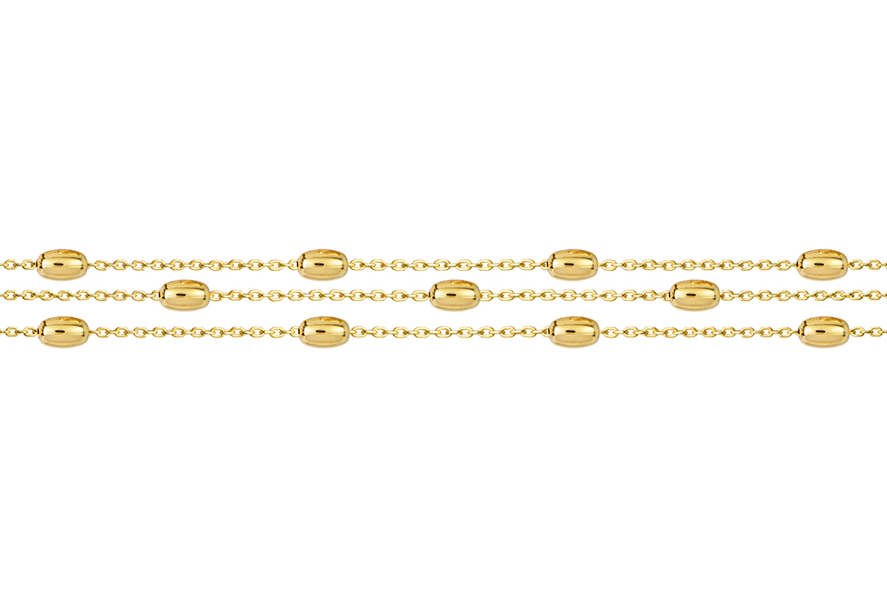 Sterling silver three cable chain with oval 3x5mm bracelet