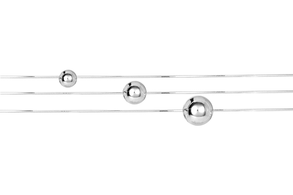 Pulsera plata 925 triple snake con 3 bolas de 6, 8 y 10mm