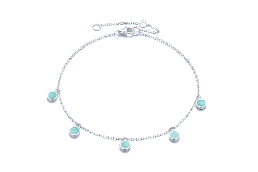 Sterling silver enamel 030 dc cable chain ankle