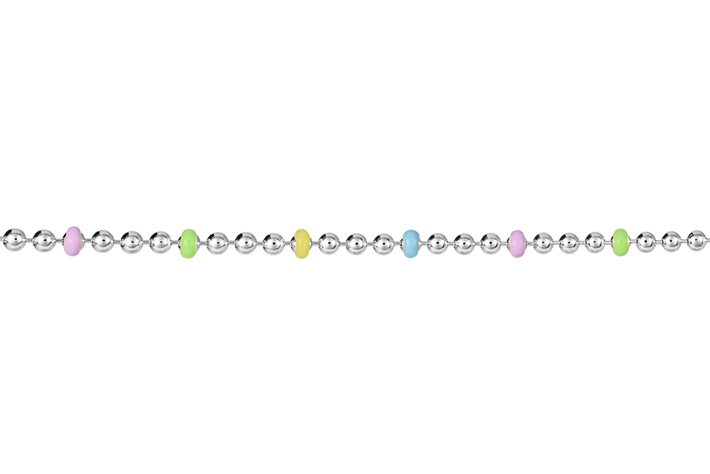 Tobillera plata 925 esmalte cadena bolas