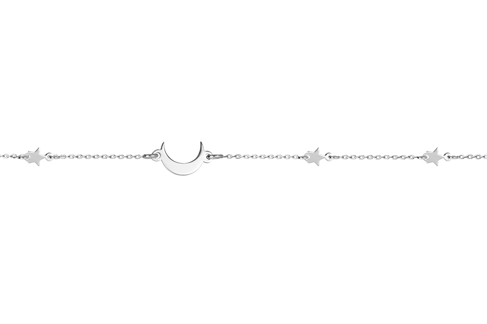 Pulsera plata 925 tres estrellas y una luna
