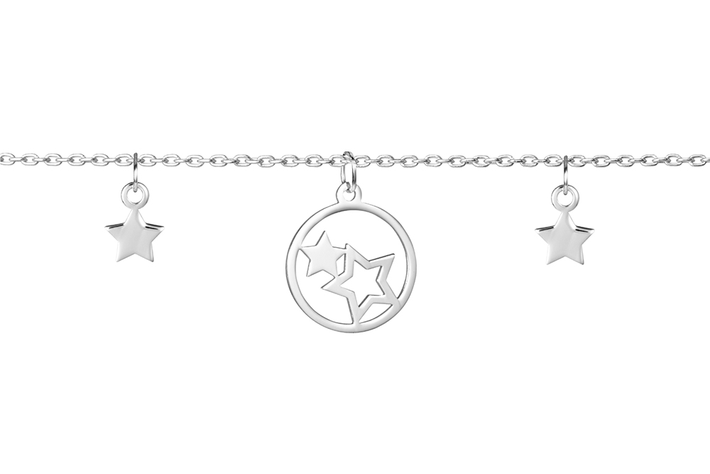 Pulsera plata 925 dos estrellas en circulo