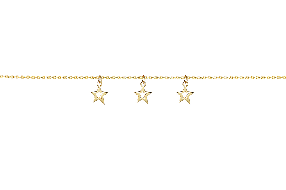 Pulsera plata 925 tres estrellas caladas