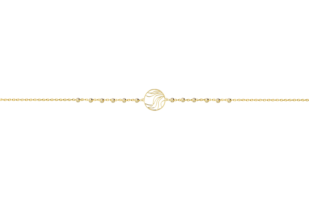 [15862B16E3DO] Sterling silver beads chain circle bracelet (Gold plated)