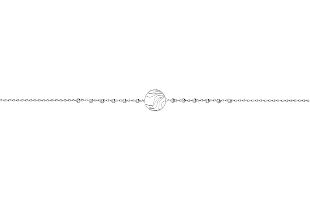Pulsera plata 925 cadena bolas con circulo