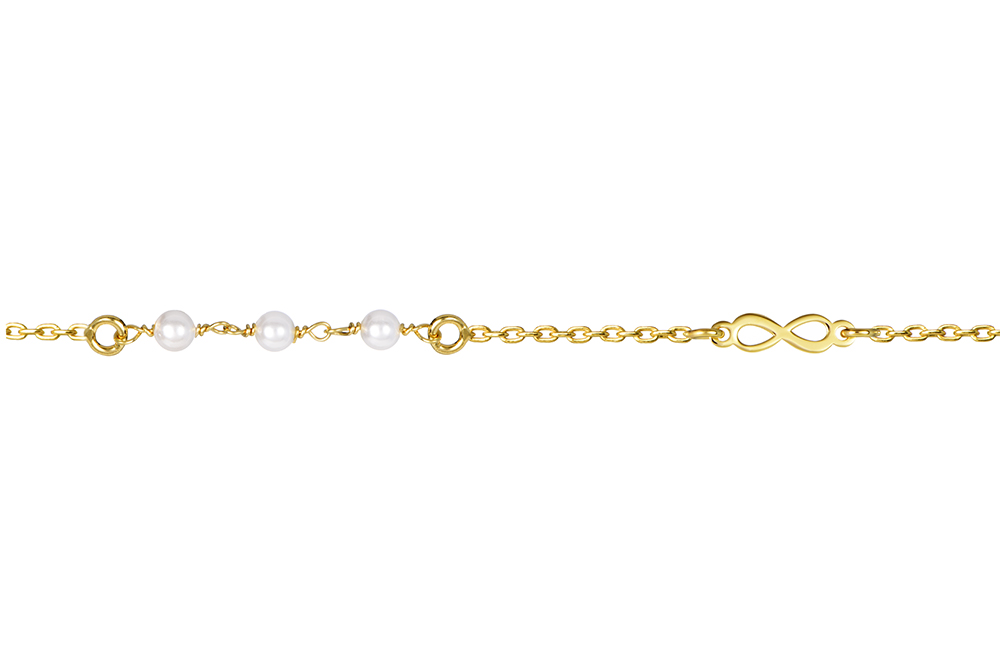 Pulsera plata 925 infinito tres perlas 3mm