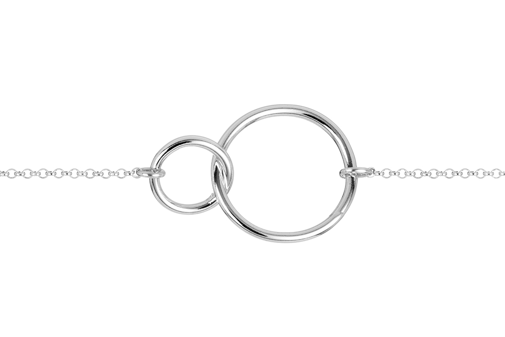 [15932B16E3PL] Sterling silver linked rings bracelet (Sterling silver)