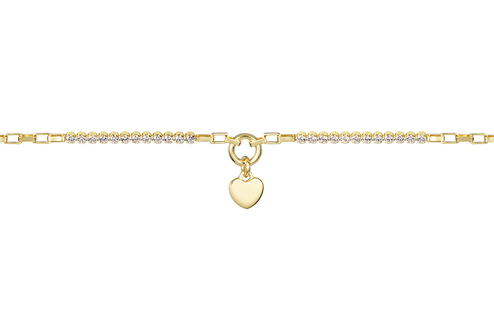 Pulsera plata 925 riviere anilla 7mm con corazon 7.5x7mm