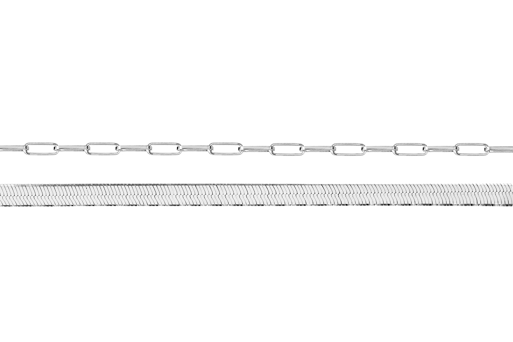 Sterling silver link chain & snake chain bracelet