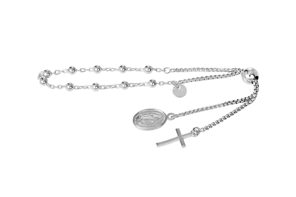 [16042B2300PL] Sterling silver rosary bracelet (Sterling silver)
